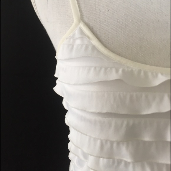 White ruffle cami tank top. Built in bra.  S/M - Picture 4 of 4